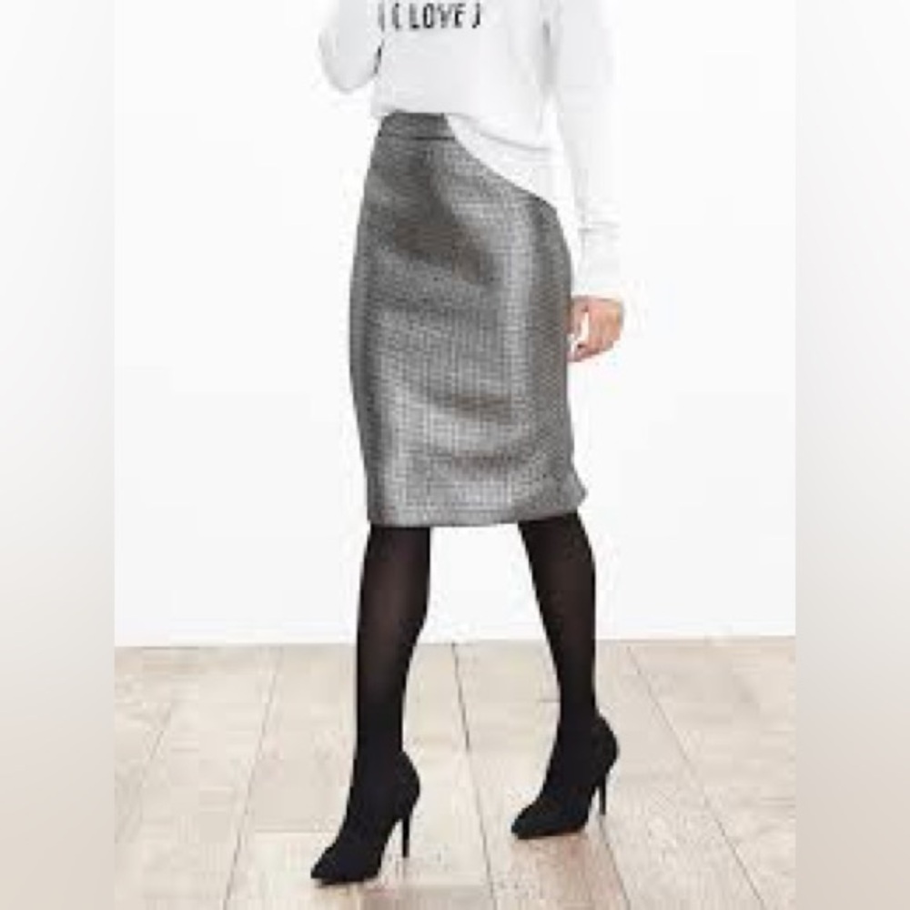 Banana Republic Gunmetal Jacquard Pencil Skirt 2 Petite